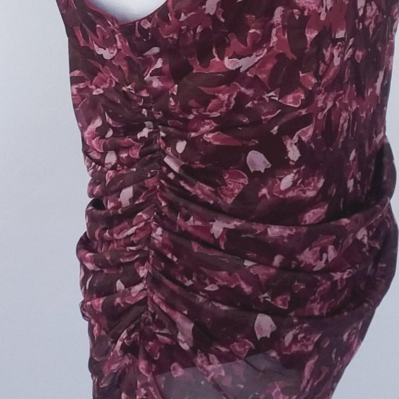 Cable & Gauge Women’s Sleeveless Mock Neck Side Ruched Printed Top/Blouse Large - Picture 6 of 9